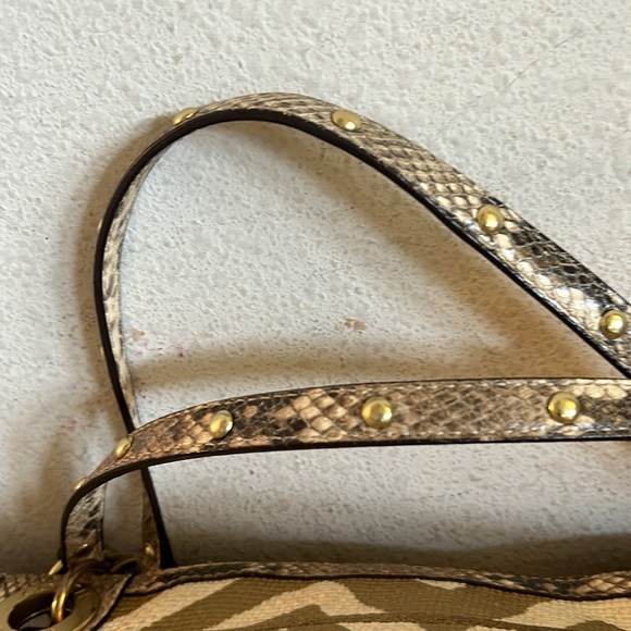 Coach Straw and Snake accented Satchel - Picture 7 of 13